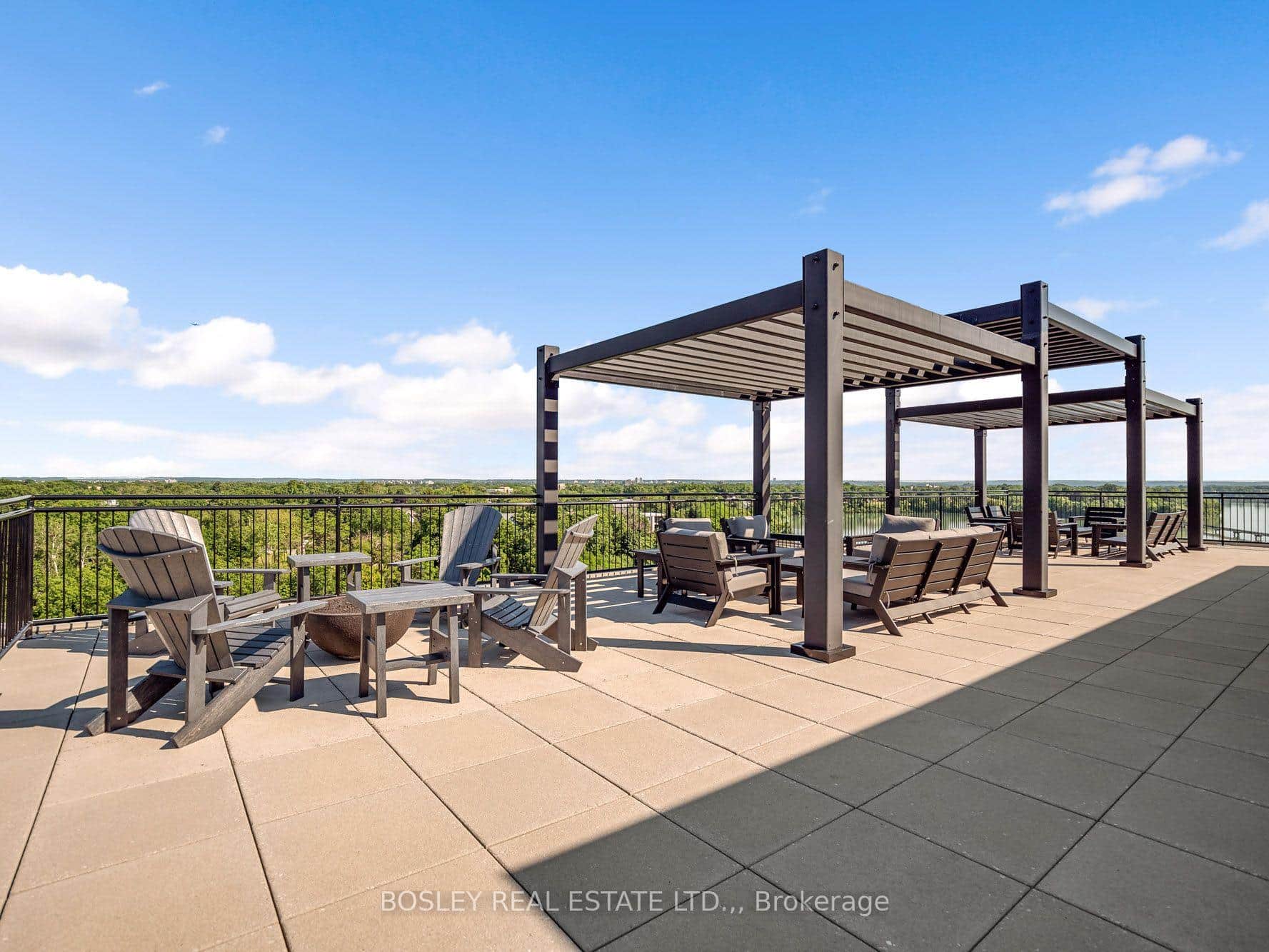 Rooftop common area with panoramic water views