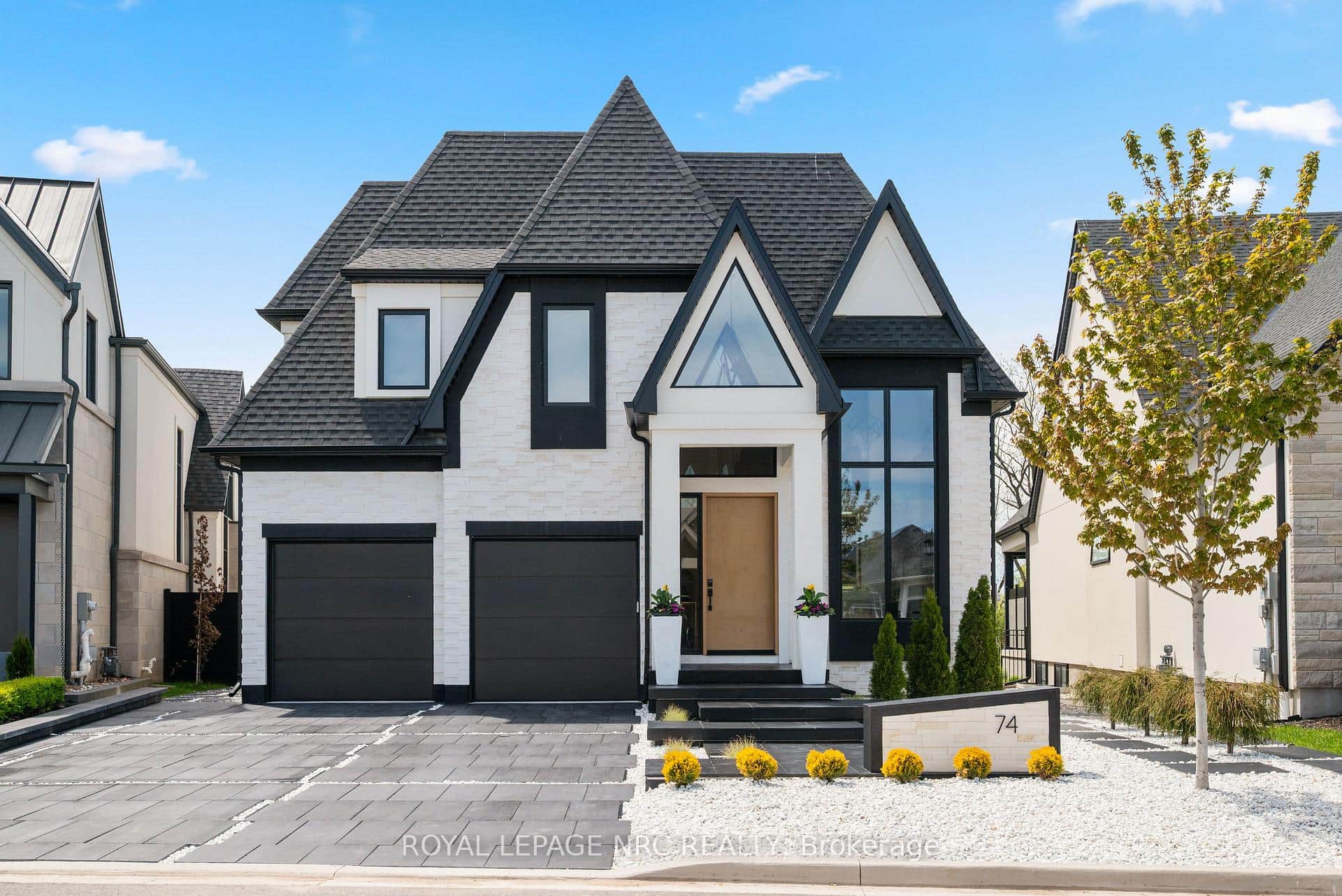 Front of home, unique Black Pavers with Lights